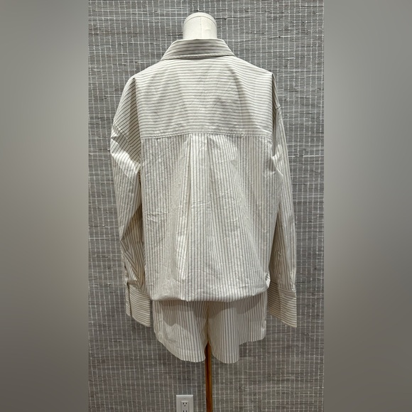 🩷 (Set) Good American Women's Stripe Poplin Weekend Button Down & Shorts 🩷 - Picture 3 of 6